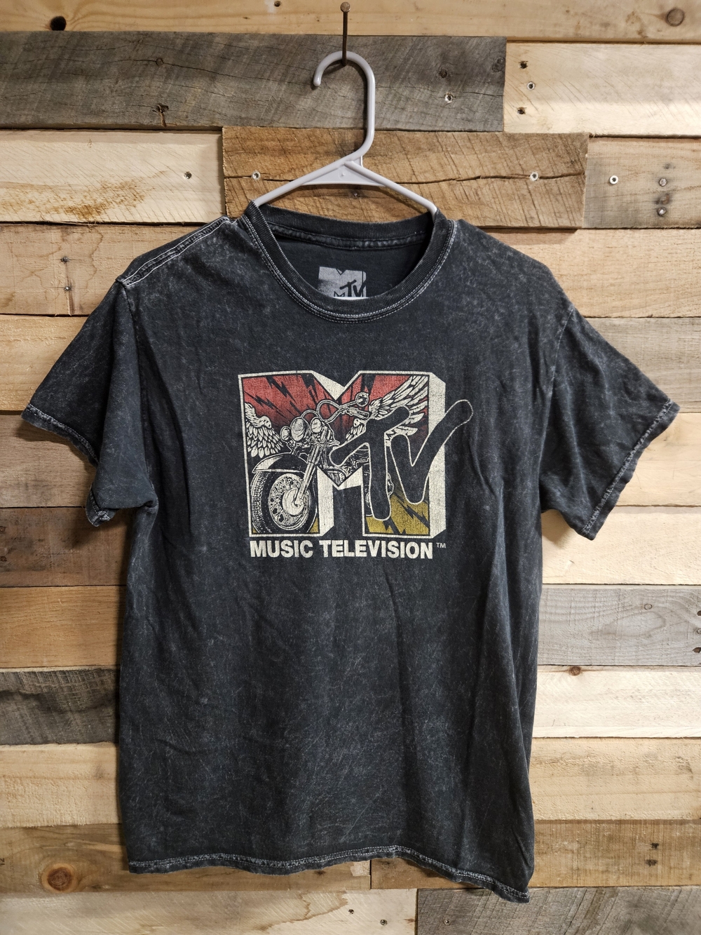 MTV Black Graphic Tee with Red and Yellow Logo